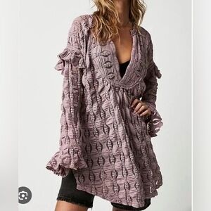 NWT Free People Semi-Sheer Candy Shop Tunic Lavender Medium